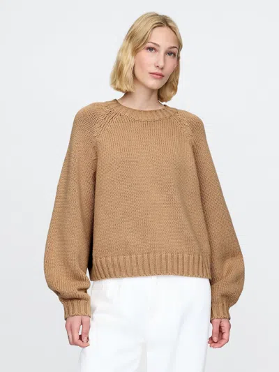 Gap Relaxed Crewneck Sweater In Camel Hair Tan