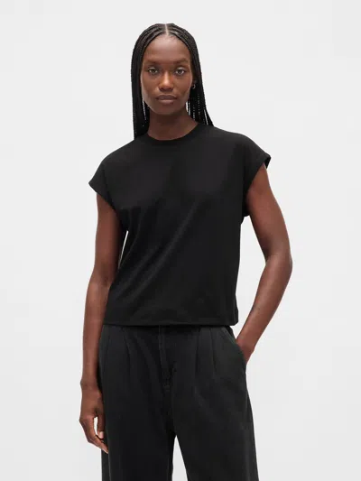 Gap Relaxed Crop T-shirt In Black