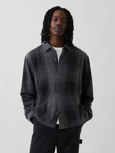 Gap Relaxed Flannel Shirt In Black