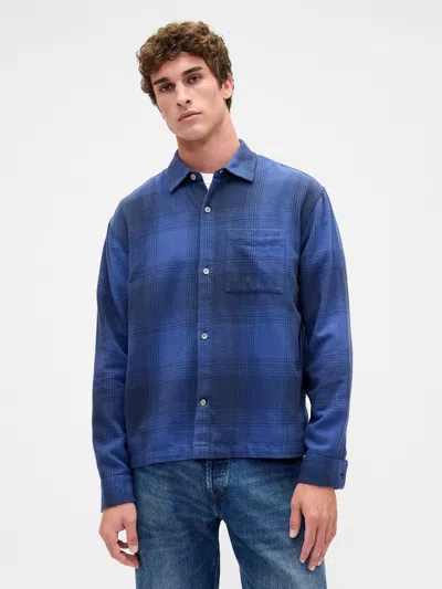 Gap Relaxed Flannel Shirt In Blue