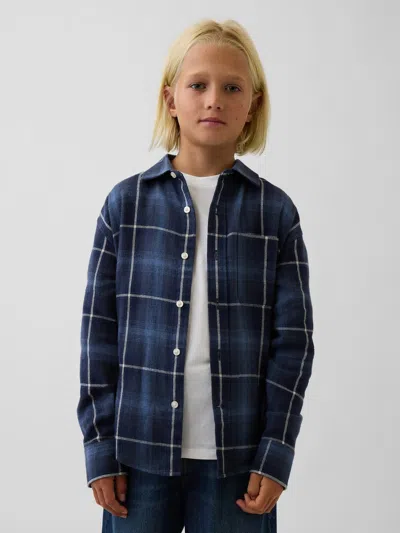 Gap Kids' Relaxed Flannel Shirt In Blue Plaid