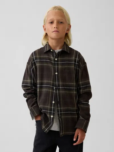 Gap Kids' Relaxed Flannel Shirt In Brown