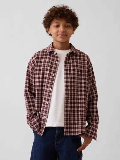 Gap Kids' Relaxed Flannel Shirt In Burgundy Plaid