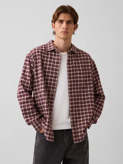 Gap Relaxed Flannel Shirt In Maroon Purple
