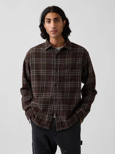 Gap Relaxed Flannel Shirt In Terra Brown