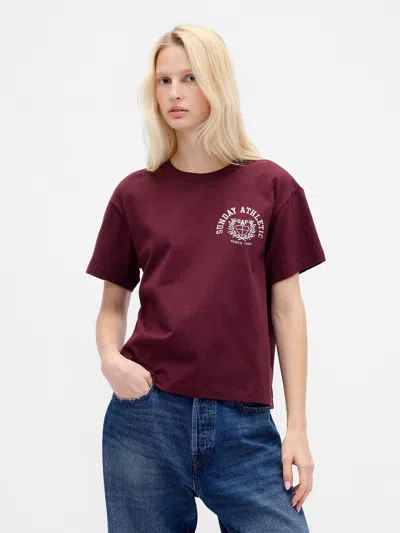 Gap Relaxed Graphic Logo T-shirt In Brown