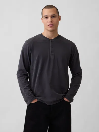 Gap Relaxed Henley T-shirt In Gray