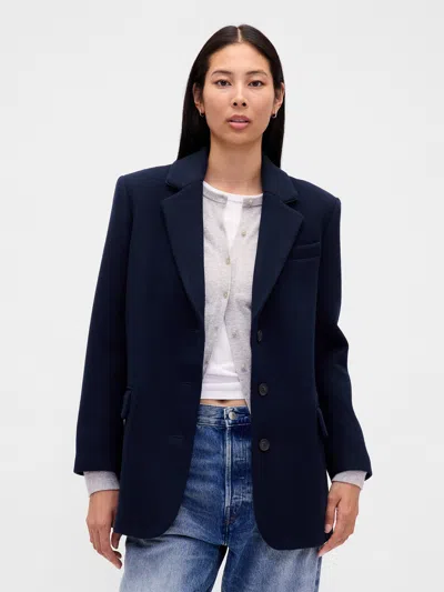 Gap Relaxed Houndstooth Blazer In Blue