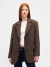 Gap Relaxed Houndstooth Blazer In Brown