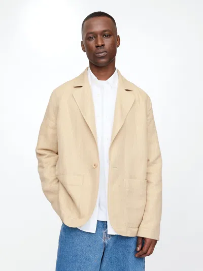 Gap Relaxed Linen-cotton Blazer In Oatmeal