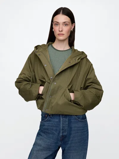 Gap Relaxed Nylon Parka In Olive Green