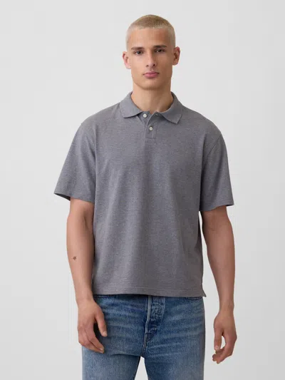 Gap Relaxed Pique Polo Shirt In Gray