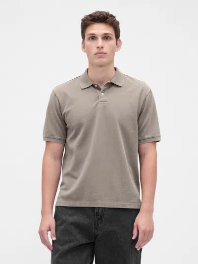 Gap Relaxed Pique Polo Shirt Shirt In Gray