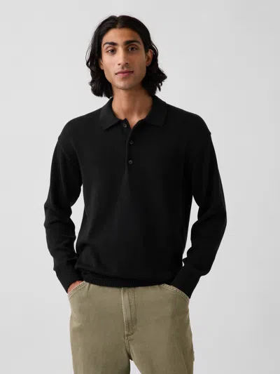 Gap Relaxed Polo Shirt Sweater In Black