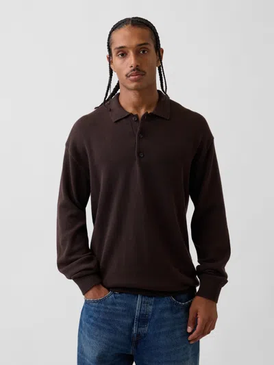 Gap Relaxed Polo Shirt Sweater In Terra Brown