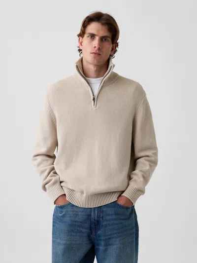 Gap Relaxed Quarter-zip Sweater In Cobblestone Beige