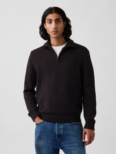 Gap Relaxed Quarter-zip Sweater In Moonless Black Night