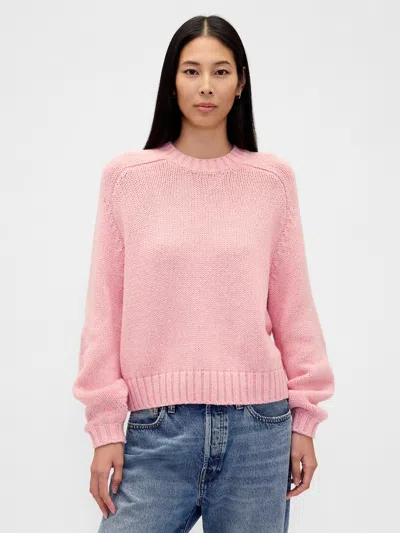 Gap Relaxed Saddle-sleeve Crewneck Sweater In Pink