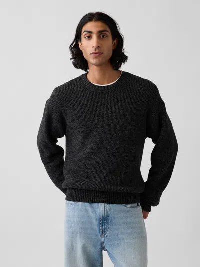 Gap Relaxed Shaker Sweater In Marled Black
