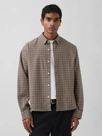 Gap Relaxed Straight-hem Oxford Shirt In Brown