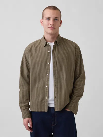 Gap Relaxed Straight-hem Oxford Shirt In Brown