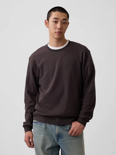 Gap Relaxed Waffle T-shirt In Brown Stripe