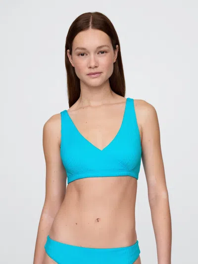 Gap Rib Bikini Top In Cyan Blue