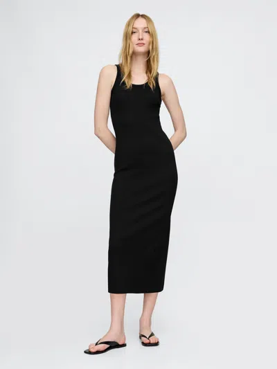 Gap Rib Midi Dress In Black