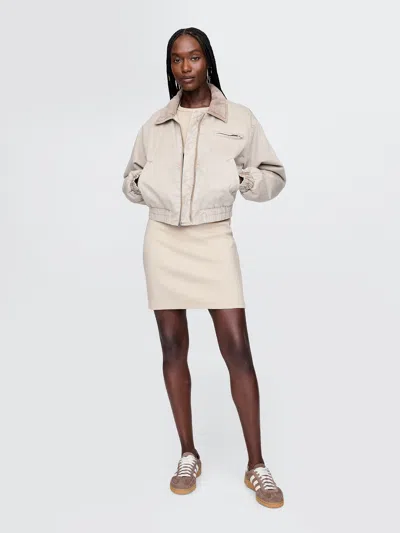 Gap Rib Mini T-shirt Dress In Bedrock Beige
