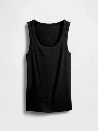 Gap Rib Scoop Tank Top In Black