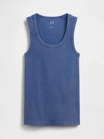 Gap Rib Scoop Tank Top In Blue