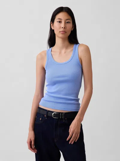 Gap Rib Scoop Tank Top In Blue