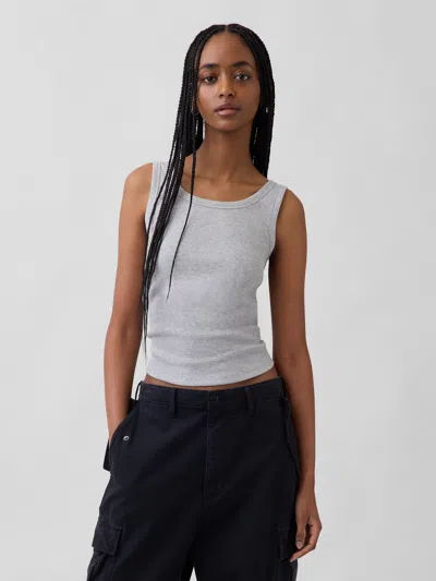 Gap Rib Scoop Tank Top In Gray