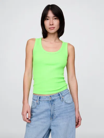Gap Rib Scoop Tank Top In Neon Lime Green