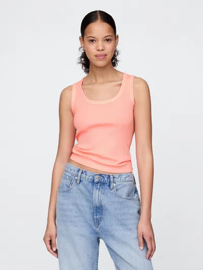 Gap Rib Scoop Tank Top In Peach Pink