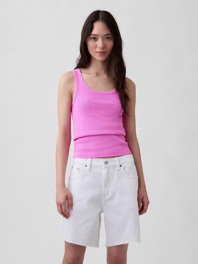 Gap Rib Scoop Tank Top In Pink
