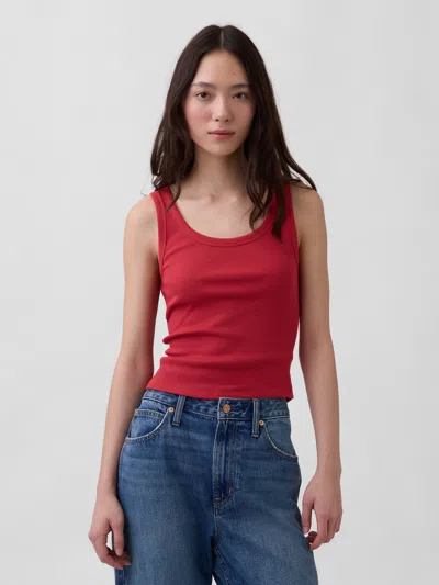 Gap Rib Scoop Tank Top In Red