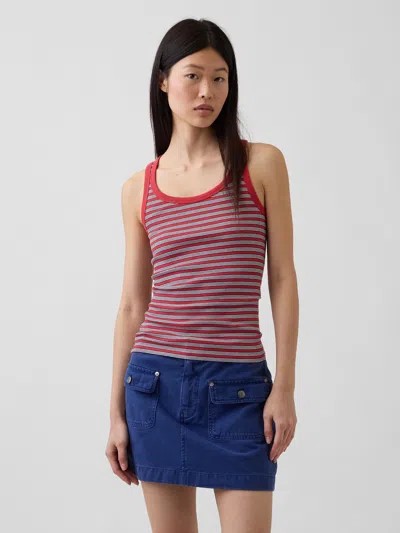 Gap Rib Scoop Tank Top In Red