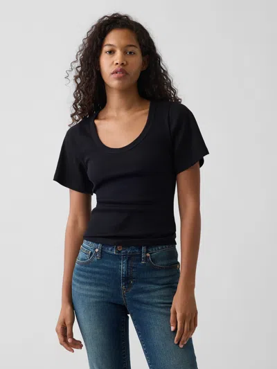 Gap Rib Scoop T-shirt In Black