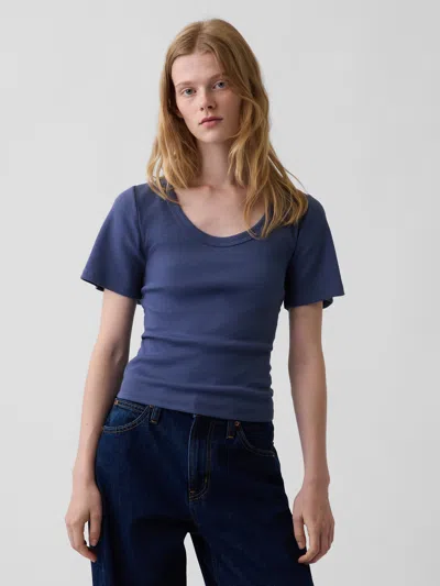 Gap Rib Scoop T-shirt In Sargassus Blue