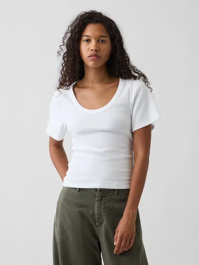 Gap Rib Scoop T-shirt In White