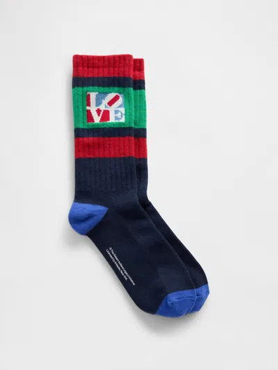 Gap Robert Indiana Love Crew Socks In Blue