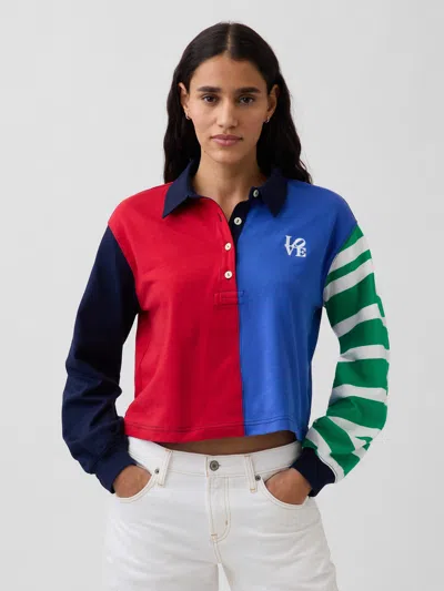 Gap Robert Indiana Love Crop Rugby Shirt In Multi