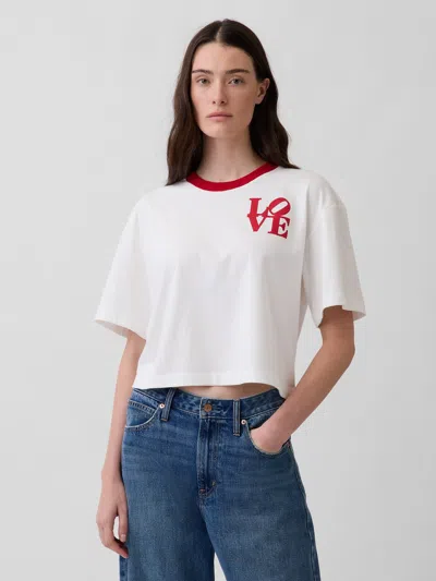 Gap Robert Indiana Love Crop T-shirt In White