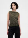 Gap Ruched Boatneck Top In Green