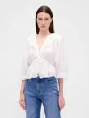Gap Ruffle Collar V-neck Top In White