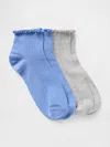 Shop Gap Ruffle-trim Ankle Socks (2-pack) In Shirting Blue And Heather Grey