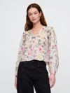 Gap Ruffle-trim Floral Top In Pink Blossom
