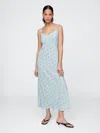 Gap Ruffle-trim Maxi Slip Dress In Mint Green Floral