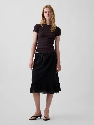 Gap Ruffle-hem Easy Knee-length Skirt In Black